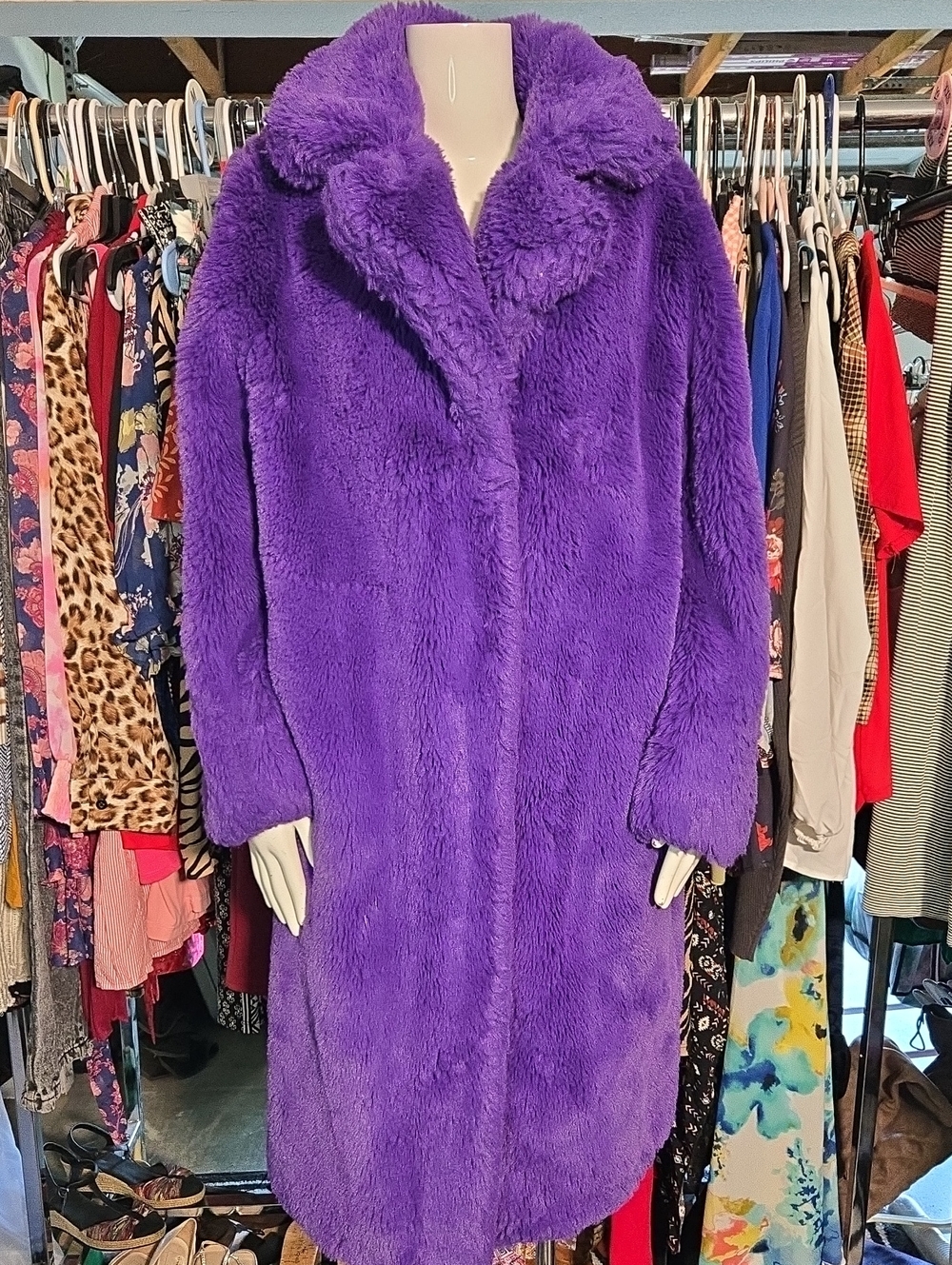 Noize Plush Purple Faux Fur Teddy Coat